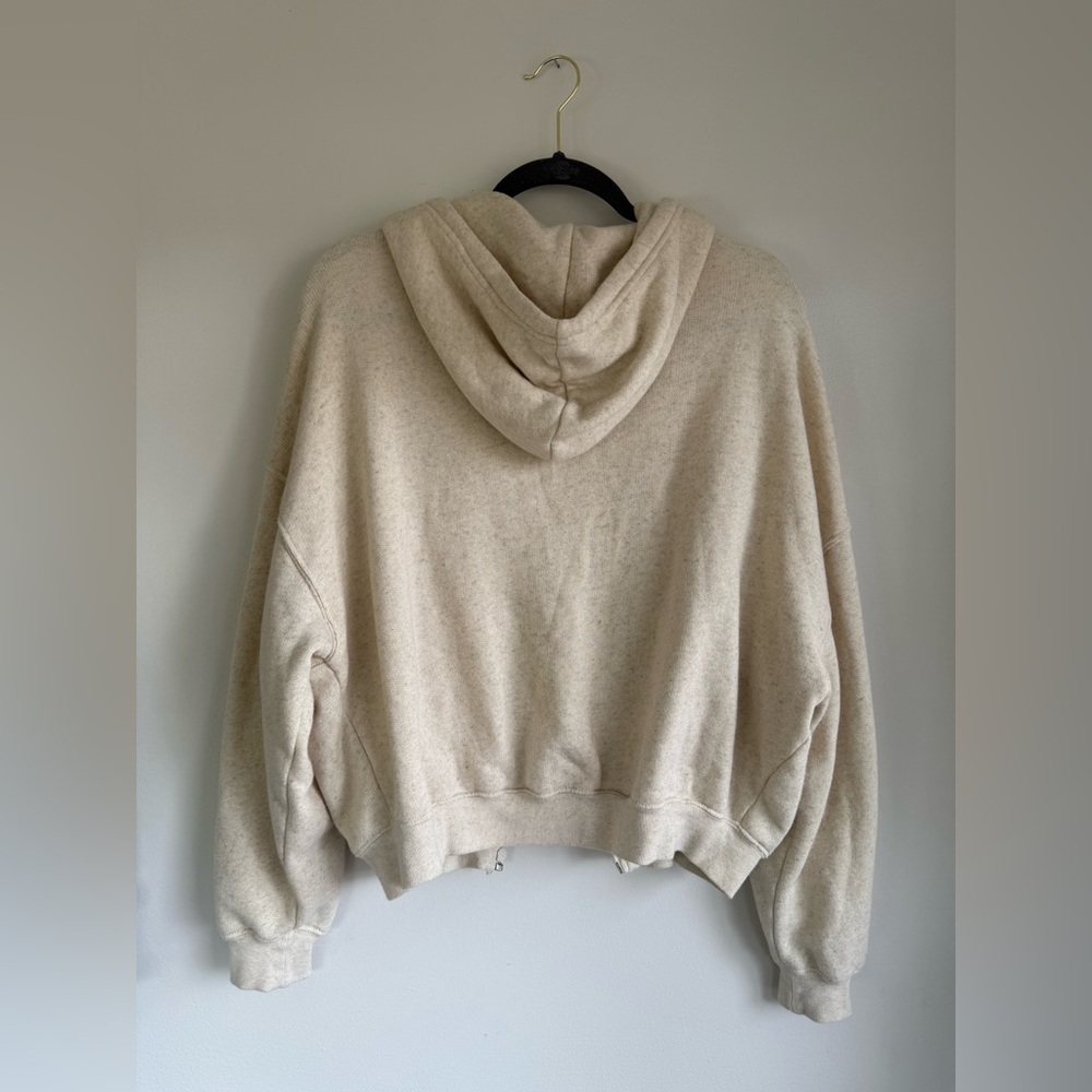 American Vintage Itonay Hoodie Cream Zip-Up Hoodie XS/S Cotton and Linen Jacket - Picture 12 of 13